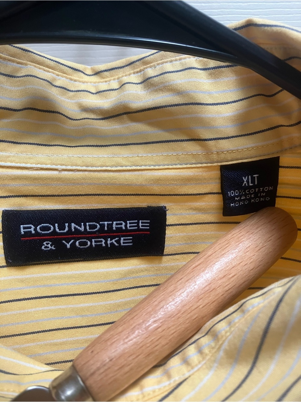 Roundtree & Yorke Yellow Pinstripe Long-Sleeve Button-Down Shirt - Picture 3 of 3